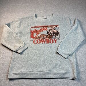The Original Coors Cowboy Gray Sweatshirt Medium Beer Western LS VTG Pullover